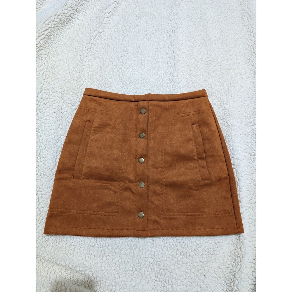 Vestidos Faux Suede Velvet Copper Rust Mini Skirt SZ M